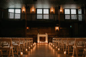 Beautiful wedding setup with candles in The Great Hall venue. Toronto