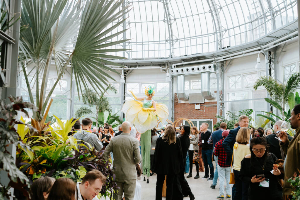 the palm house event space with a celebration taking place.