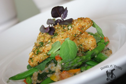 Herb and Pepita Crusted Tofu on Quinoa Risotto