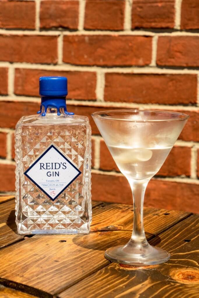 Martini Glass, Gin Bottle, Brick wall background